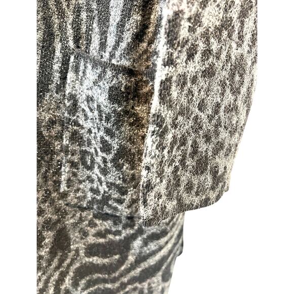 FORTUNE + IVY Cardigan Duster Sweater Animal Print Gray Women's Large NEW - Picture 8 of 12